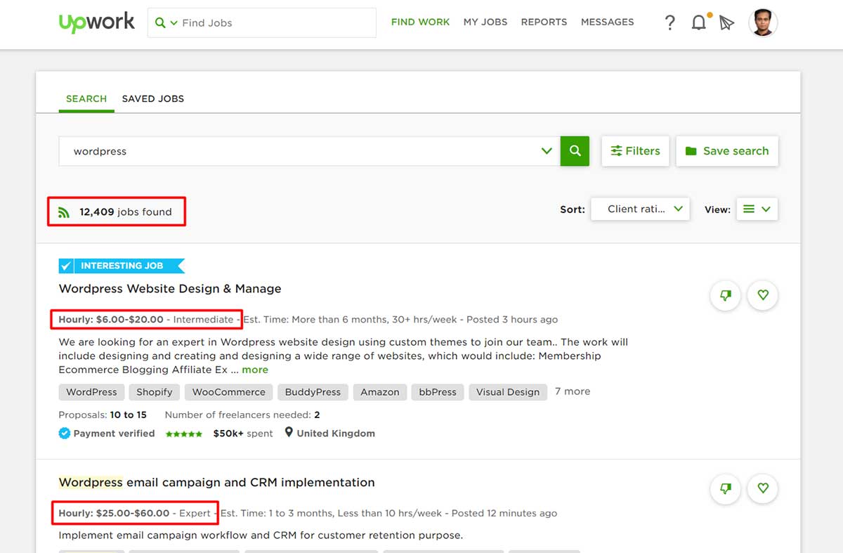wordpress_upwork_job_search